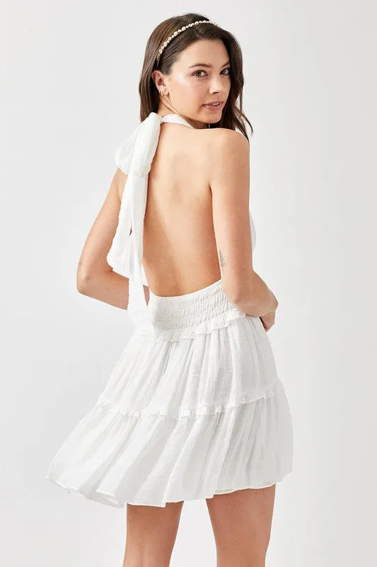 Open Back Halter Neck Mini Dress