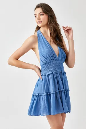 Open Back Halter Neck Mini Dress
