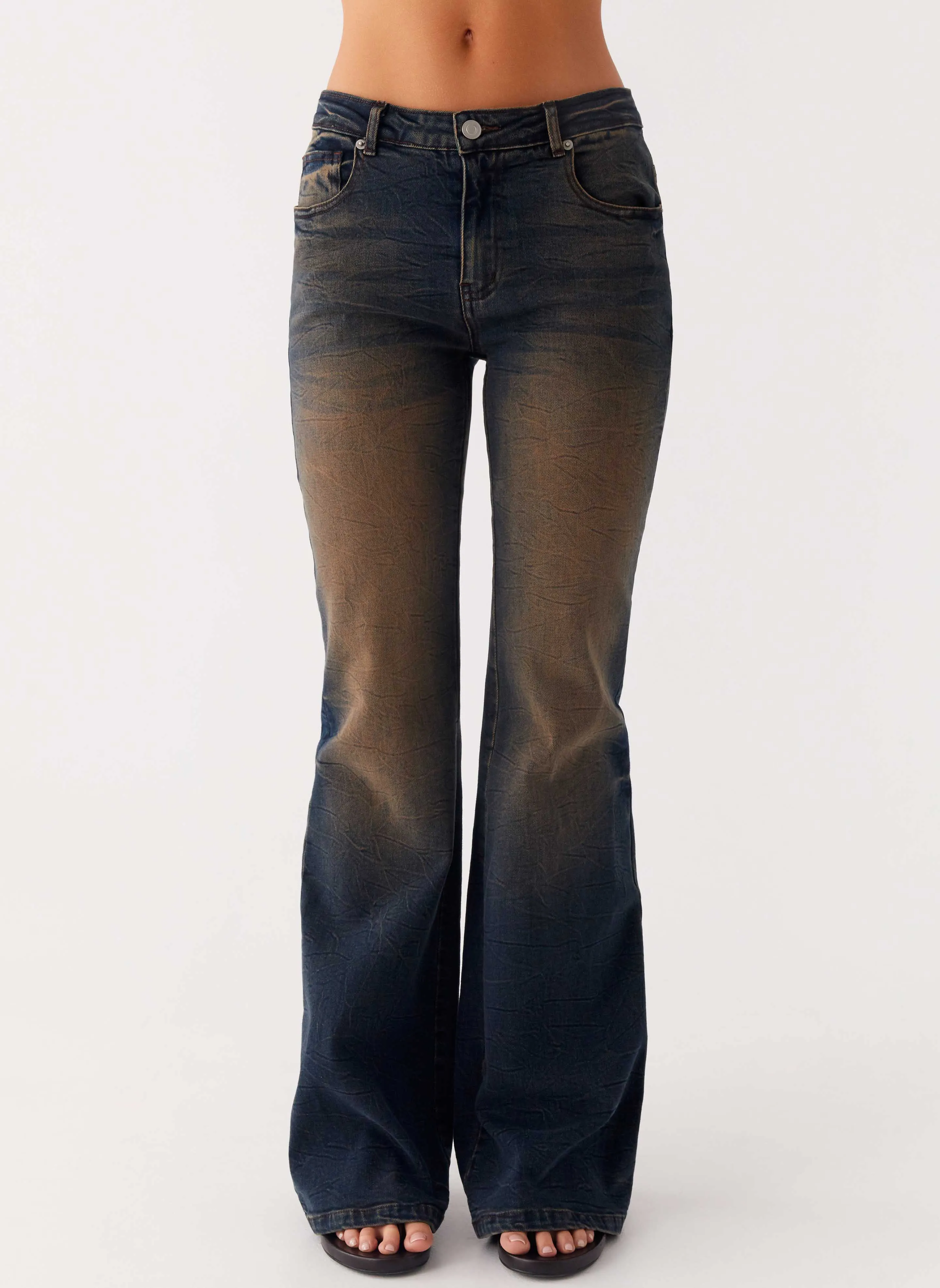 Oregon Flared Jeans - Dirty Black Wash
