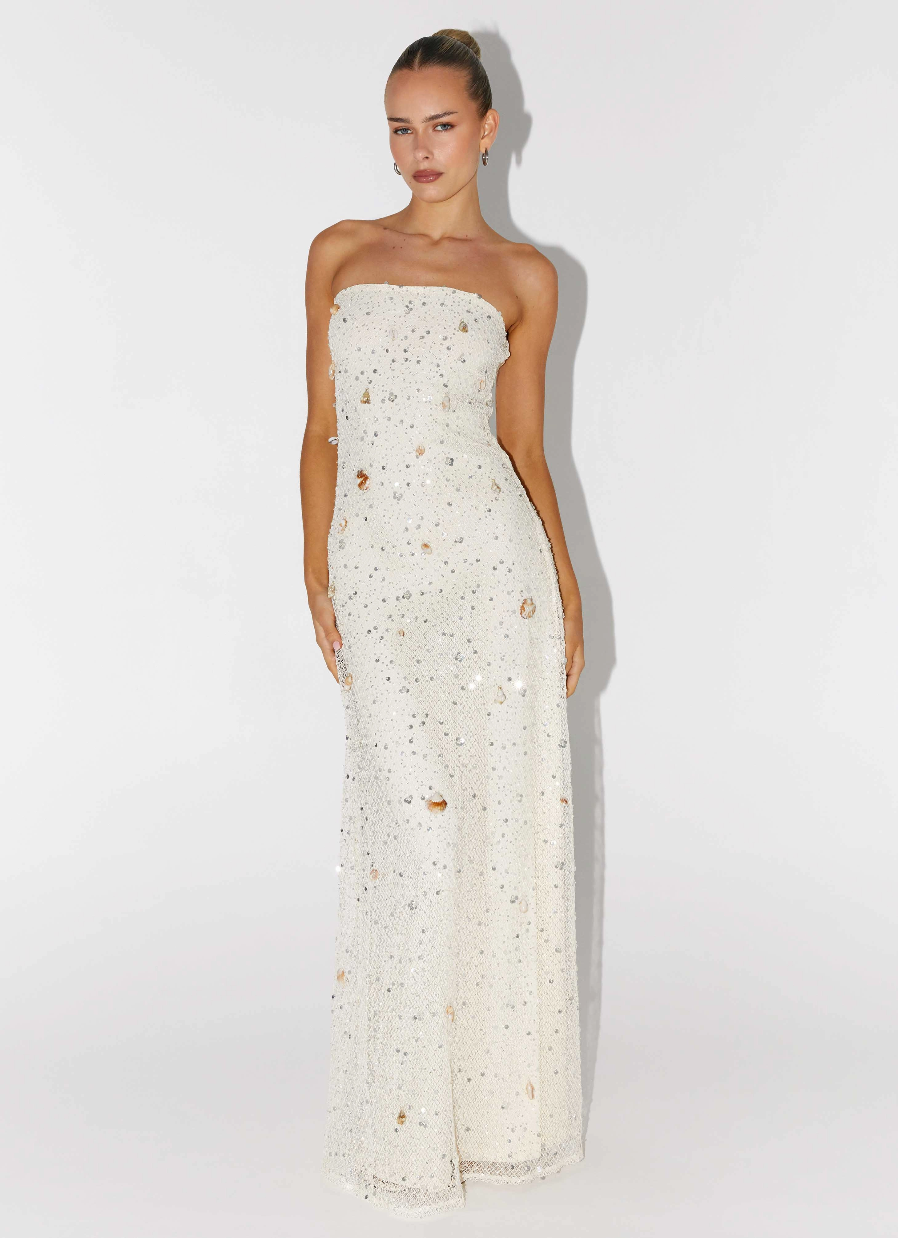 Orelli Shell Sequin Knit Maxi Dress - Ivory
