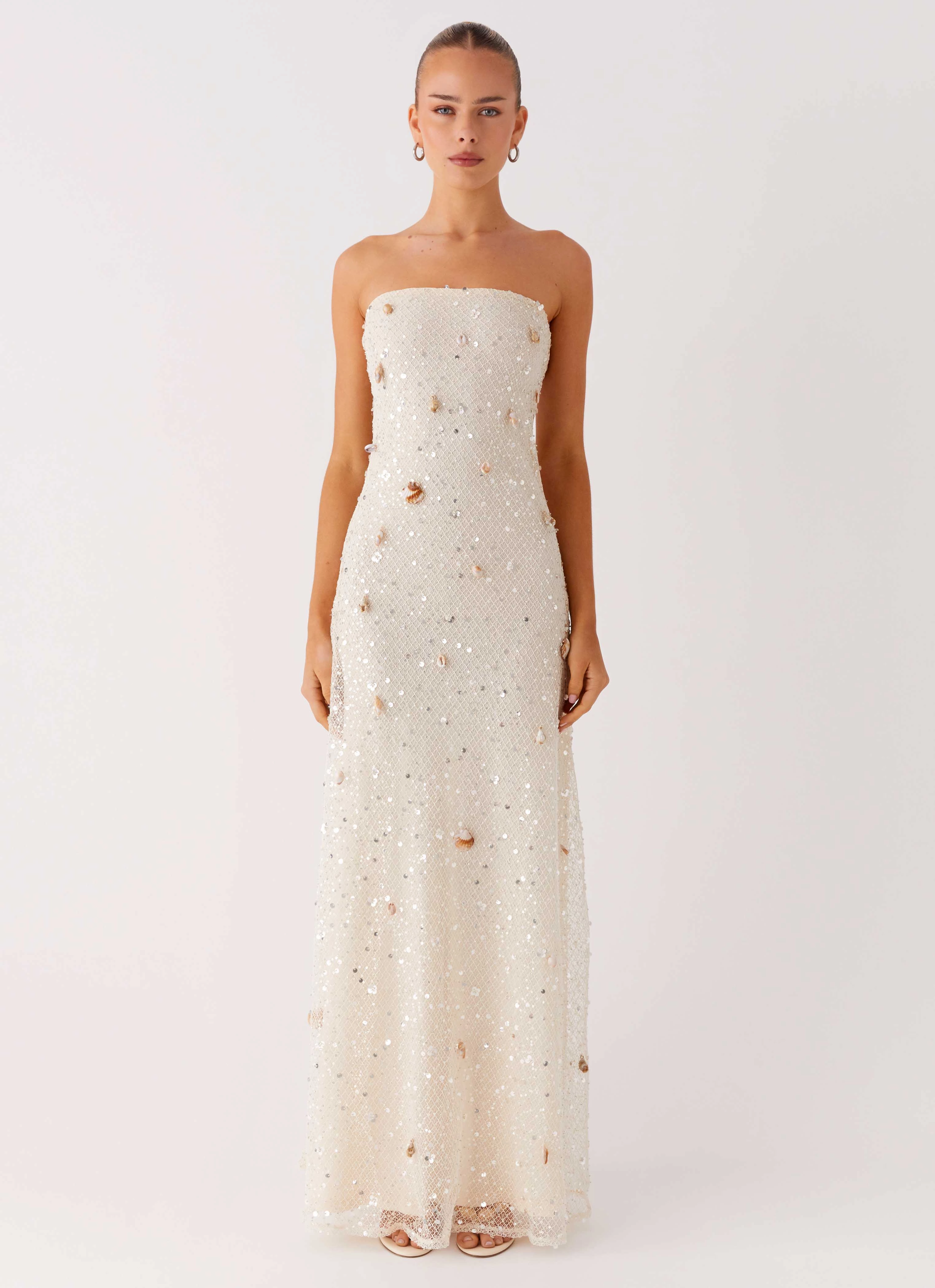 Orelli Shell Sequin Knit Maxi Dress - Ivory