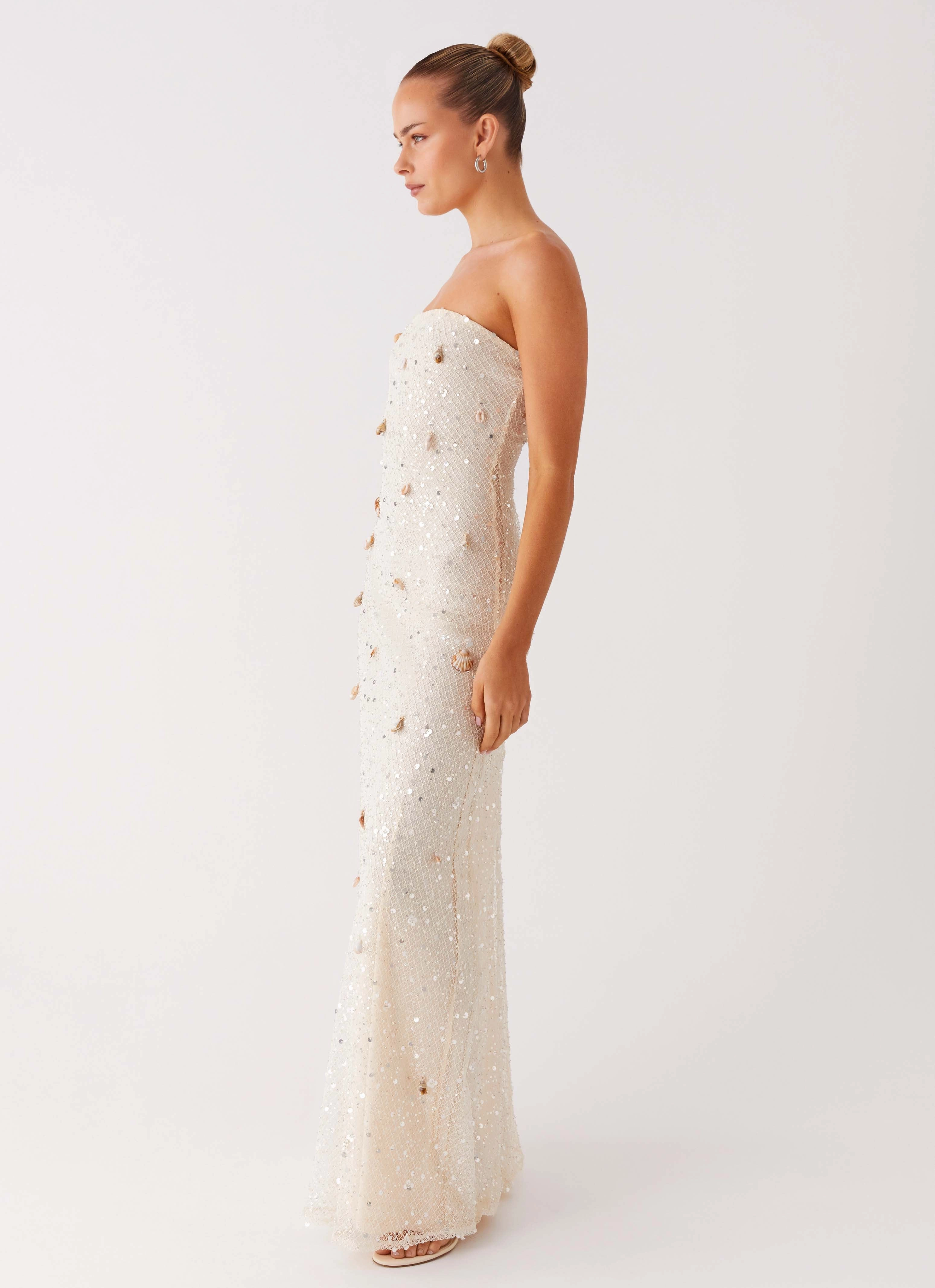 Orelli Shell Sequin Knit Maxi Dress - Ivory