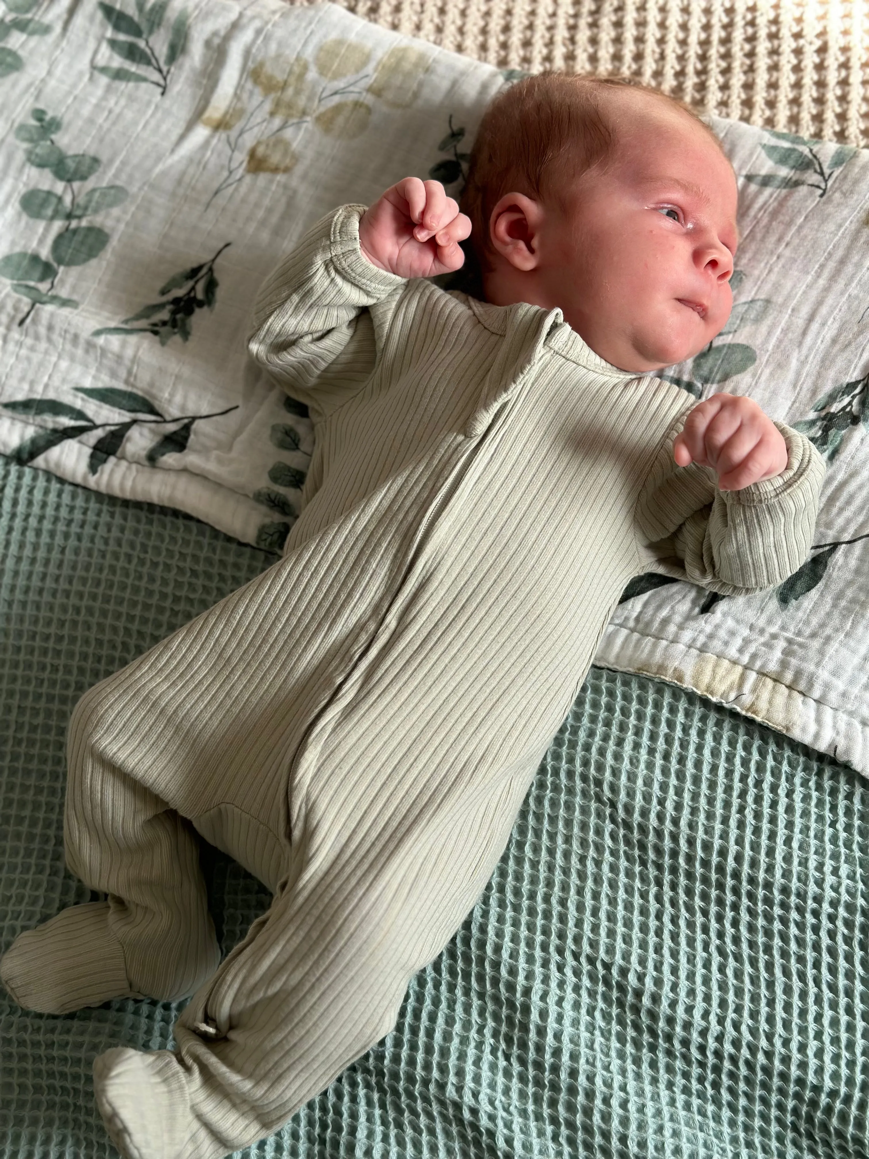 Organic Cotton Ribbed Zip Sleepsuit