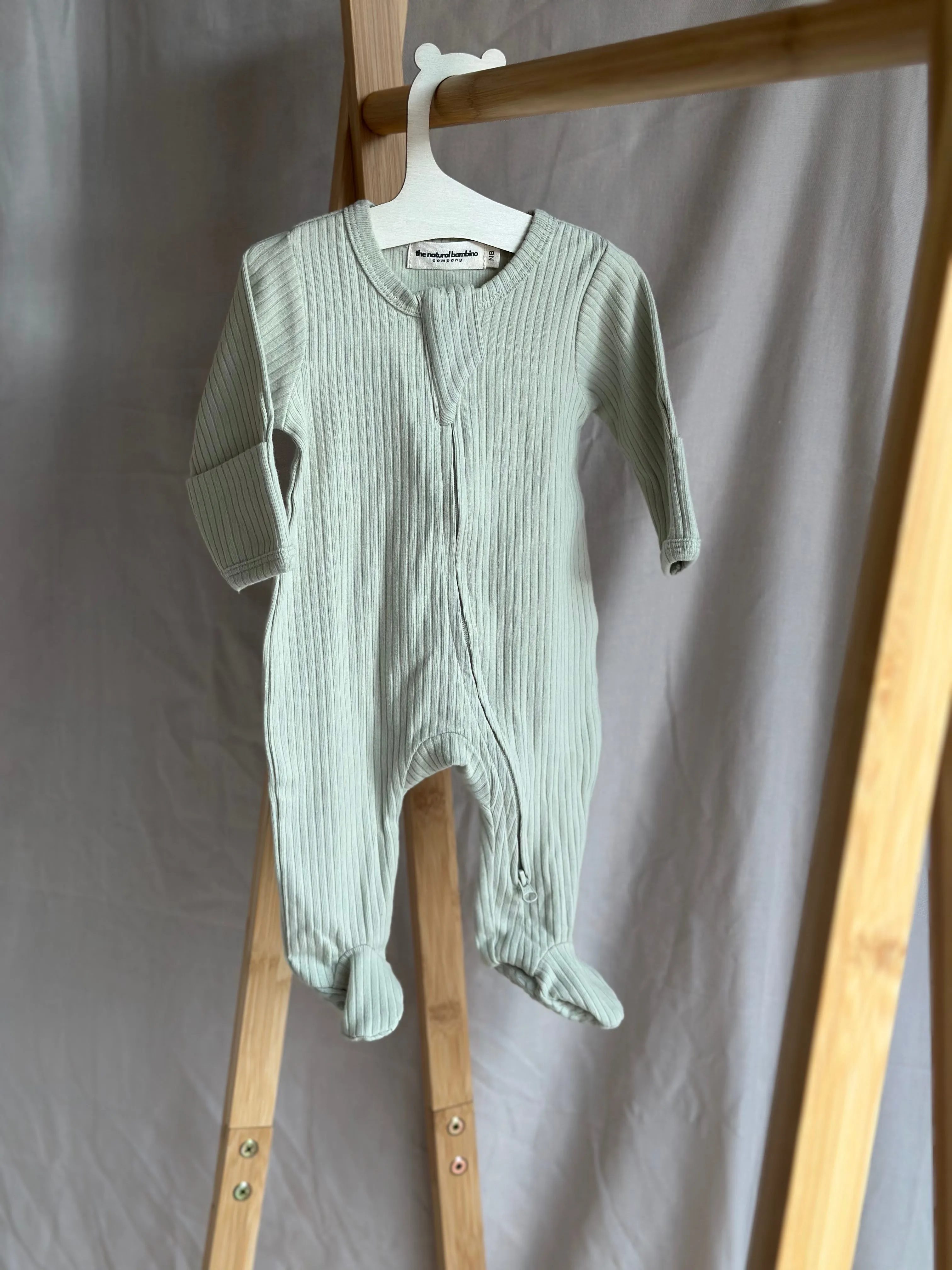 Organic Cotton Ribbed Zip Sleepsuit