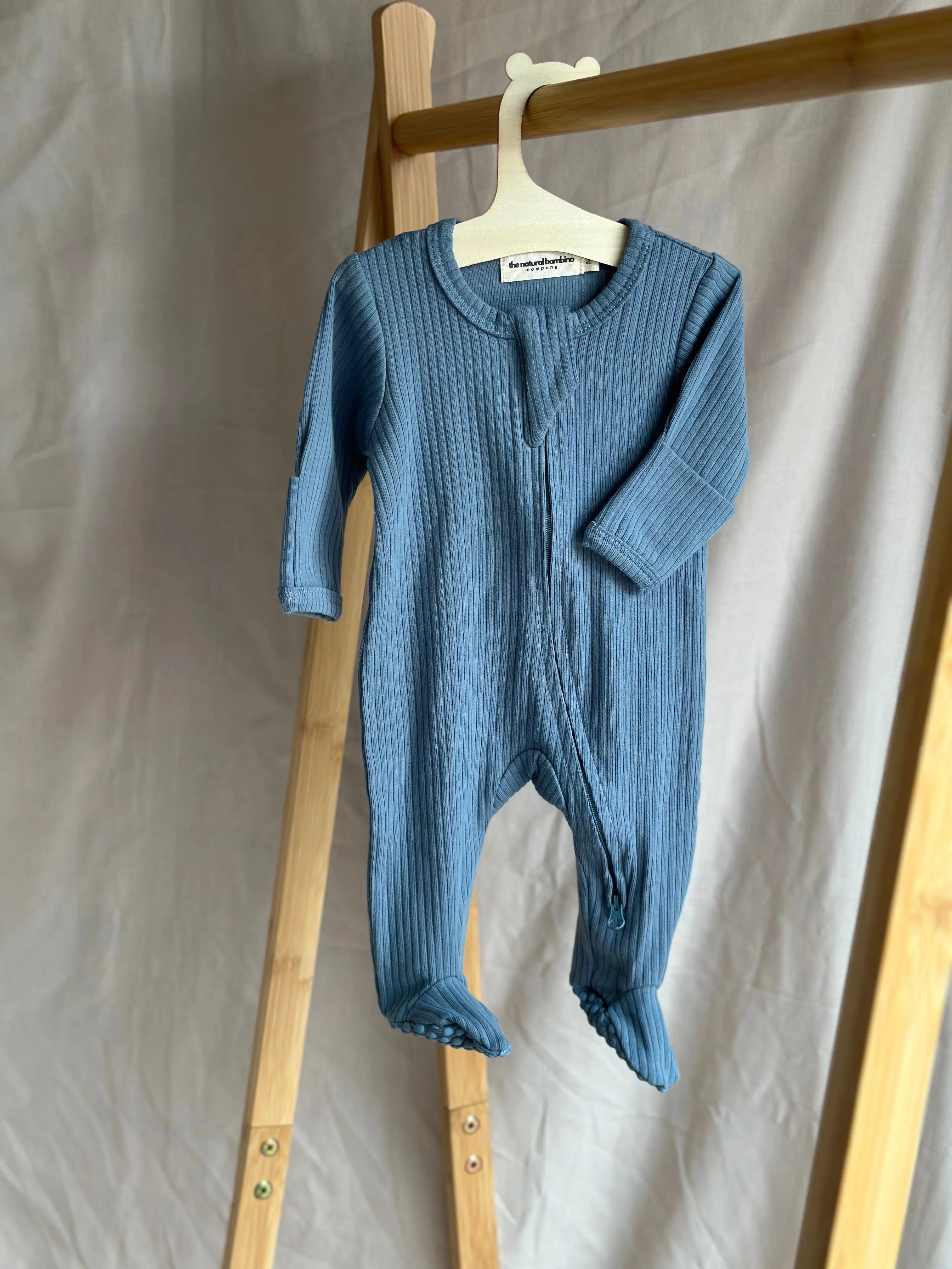 Organic Cotton Ribbed Zip Sleepsuit