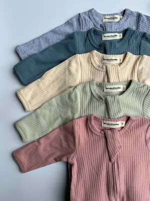 Organic Cotton Ribbed Zip Sleepsuit