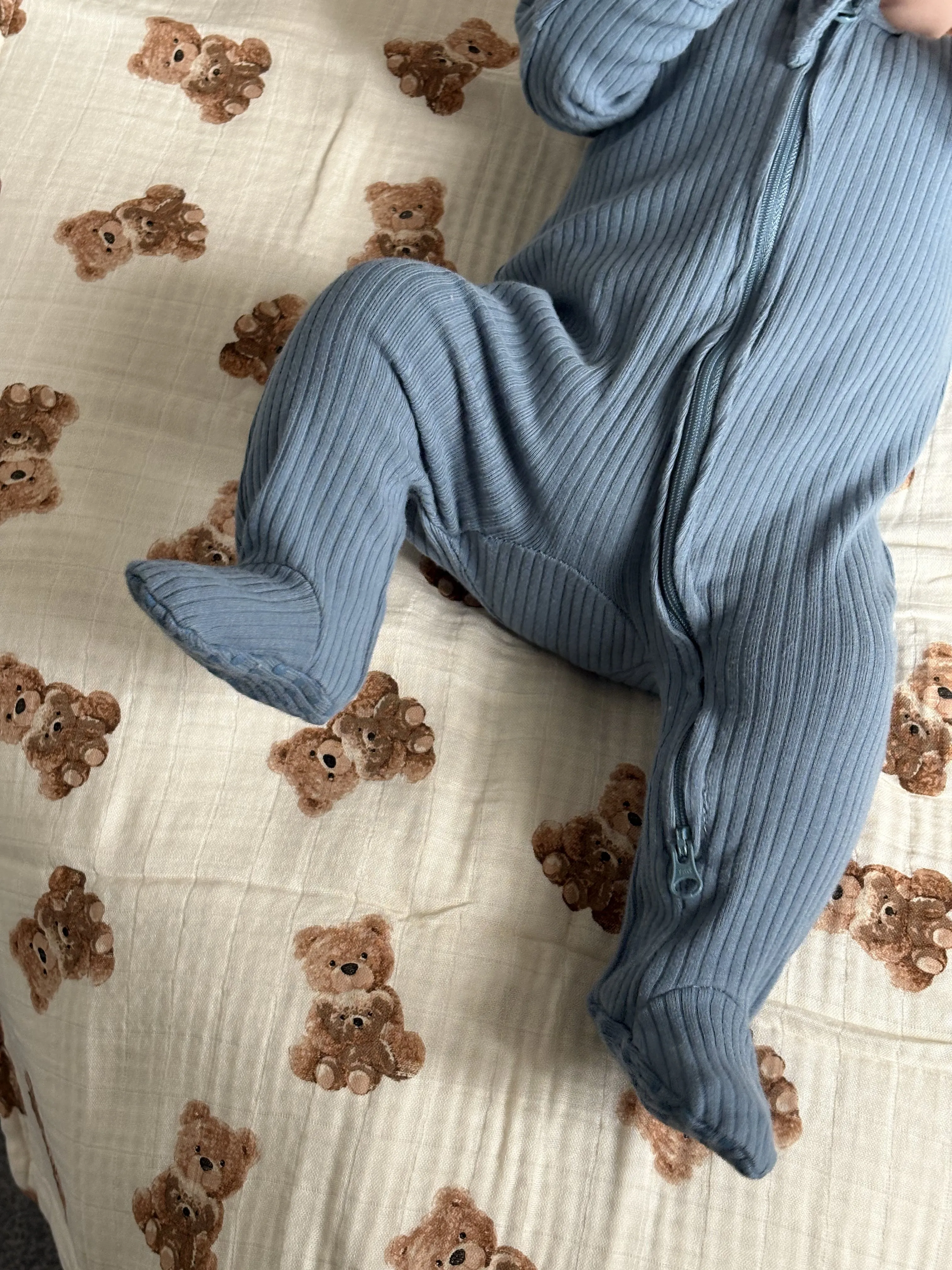 Organic Cotton Ribbed Zip Sleepsuit