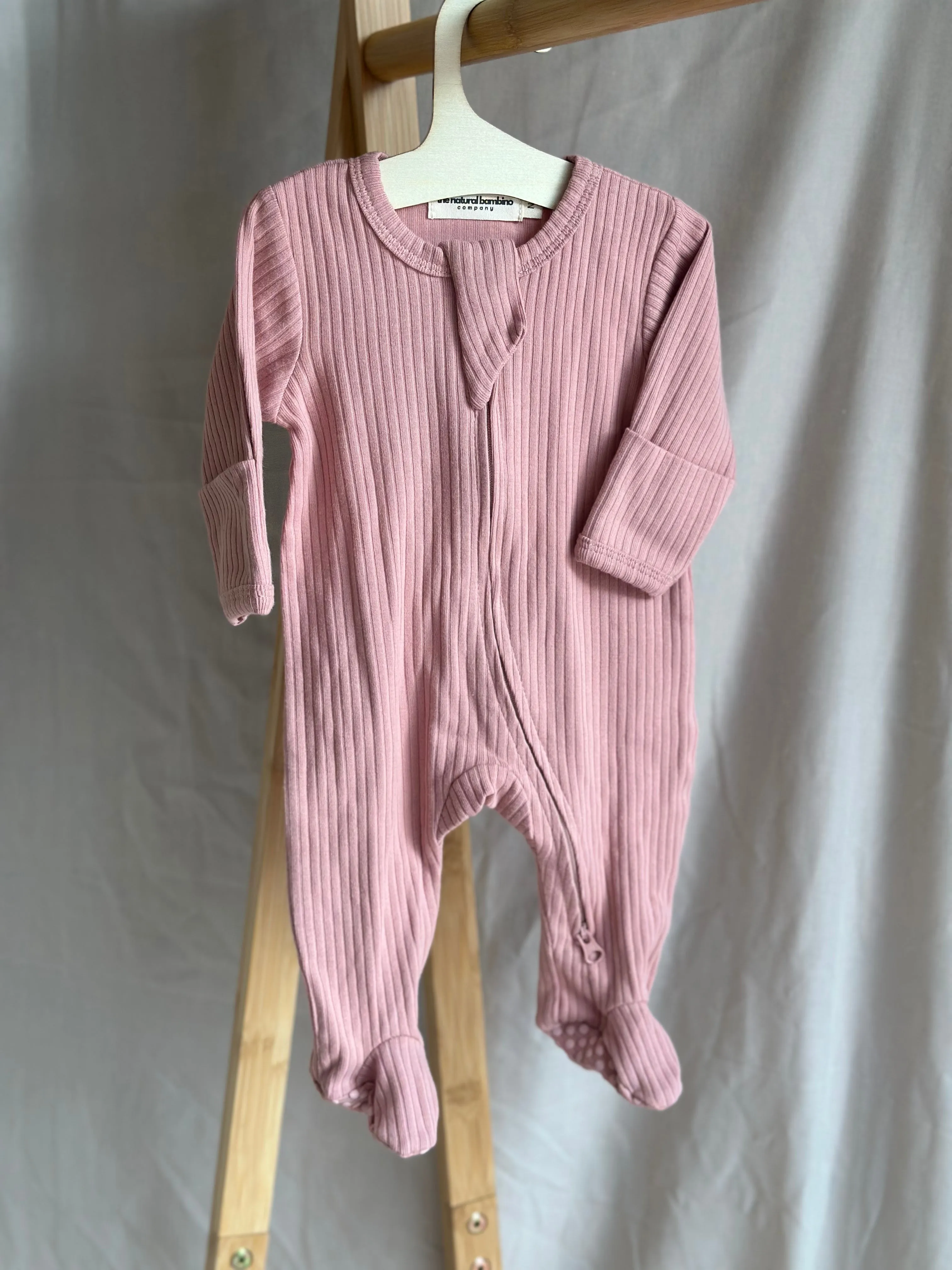 Organic Cotton Ribbed Zip Sleepsuit
