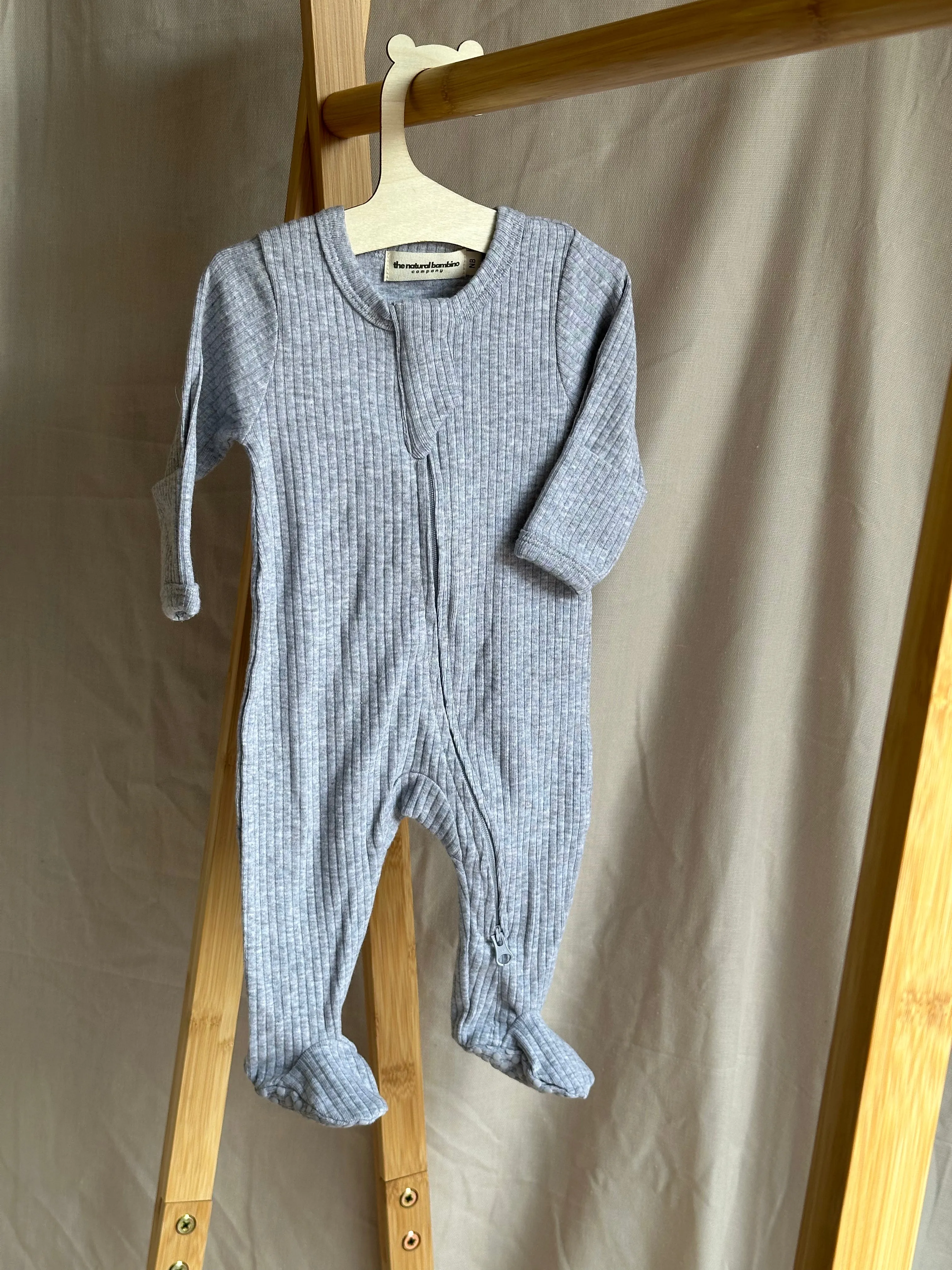 Organic Cotton Ribbed Zip Sleepsuit