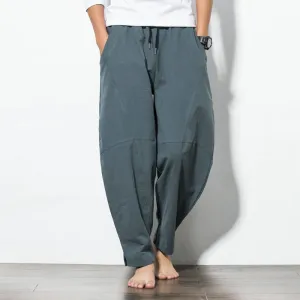 Oriental Cotton Blend Wide Leg Pants Loose Plus Size Wide-legged Beach Pants