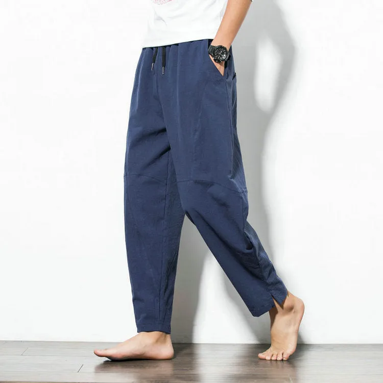 Oriental Cotton Blend Wide Leg Pants Loose Plus Size Wide-legged Beach Pants