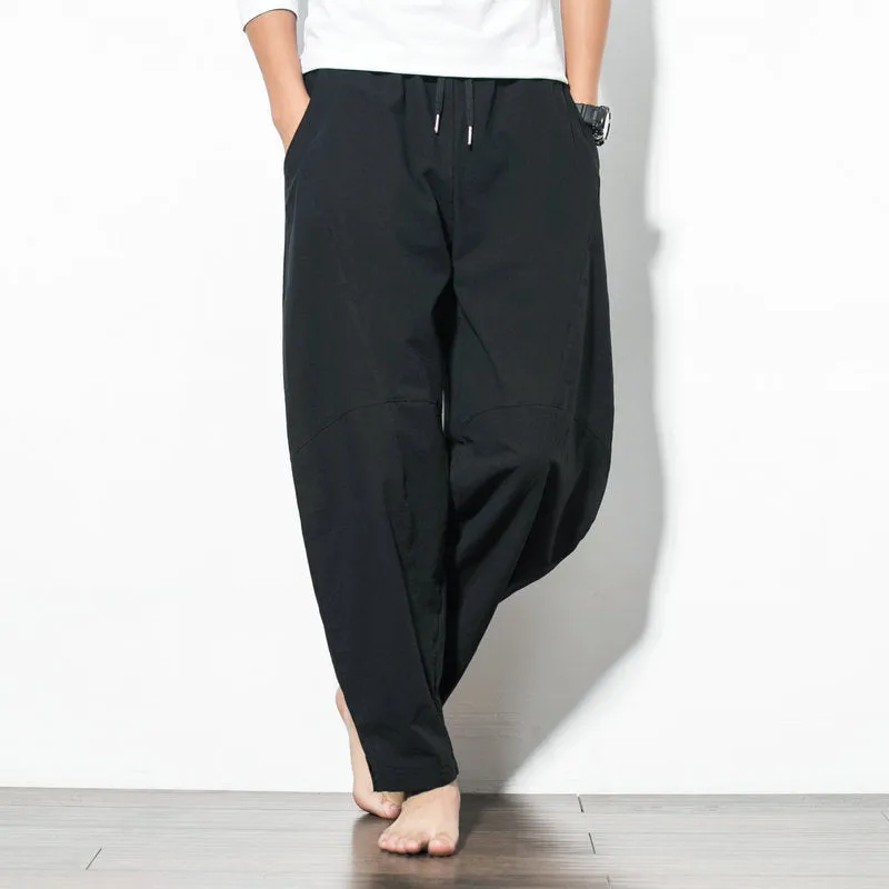 Oriental Cotton Blend Wide Leg Pants Loose Plus Size Wide-legged Beach Pants