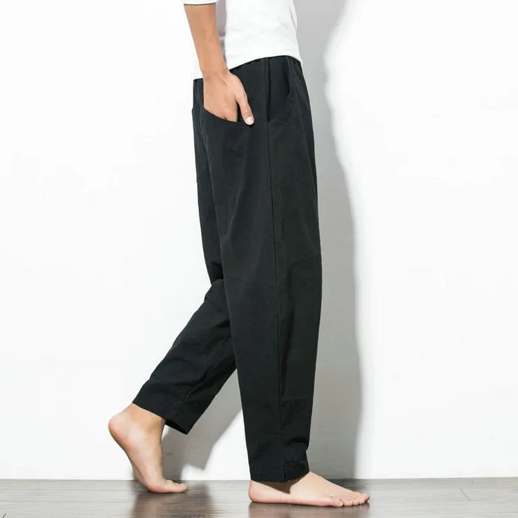 Oriental Cotton Blend Wide Leg Pants Loose Plus Size Wide-legged Beach Pants