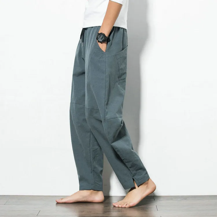 Oriental Cotton Blend Wide Leg Pants Loose Plus Size Wide-legged Beach Pants
