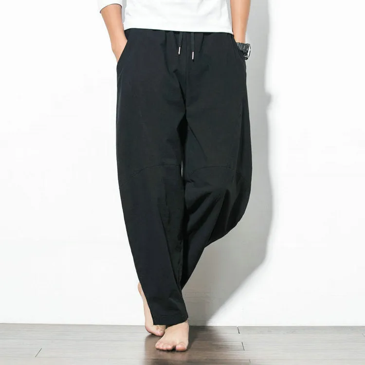 Oriental Cotton Blend Wide Leg Pants Loose Plus Size Wide-legged Beach Pants