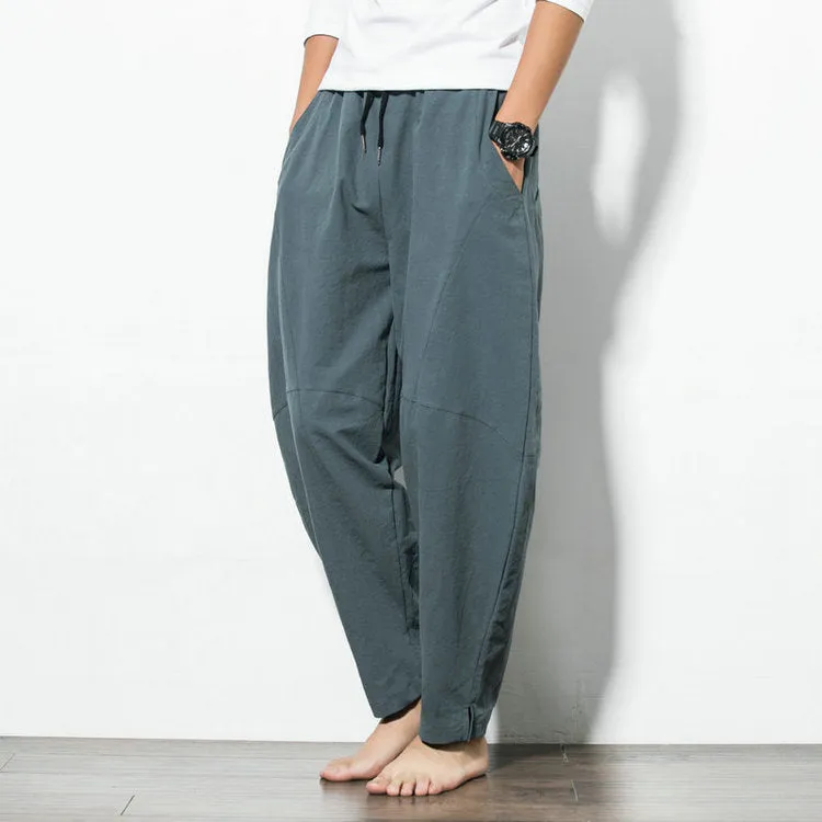 Oriental Cotton Blend Wide Leg Pants Loose Plus Size Wide-legged Beach Pants