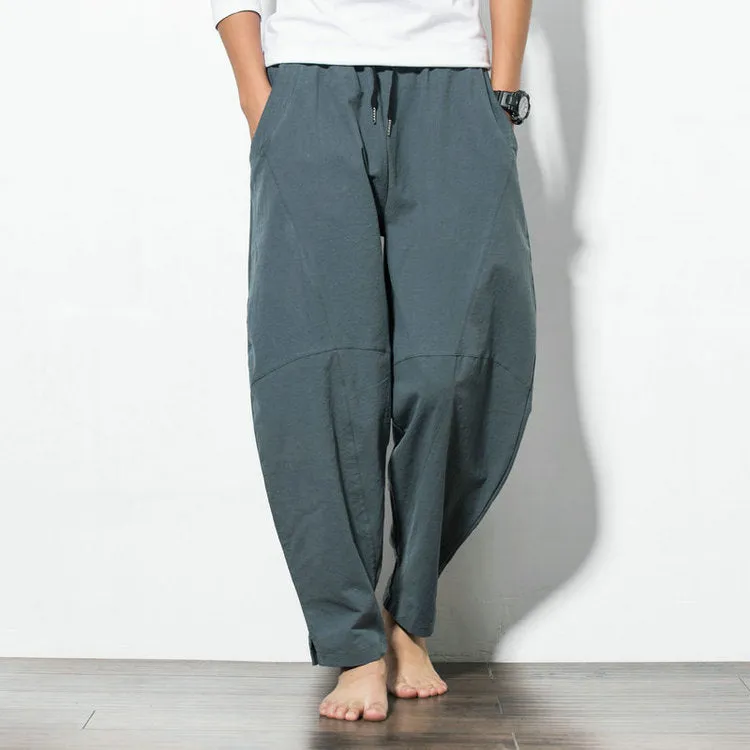 Oriental Cotton Blend Wide Leg Pants Loose Plus Size Wide-legged Beach Pants
