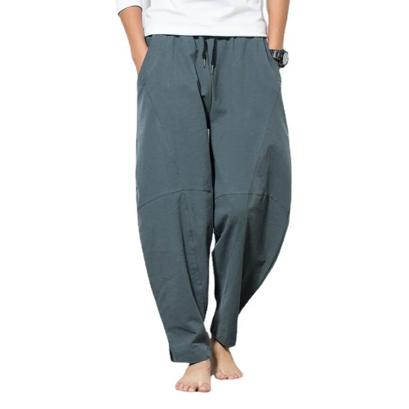 Oriental Cotton Blend Wide Leg Pants Loose Plus Size Wide-legged Beach Pants