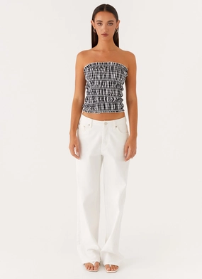 Orion Strapless Ruched Top - Black/White Gingham Orion Strapless Ruched Top - Black/White Gingham