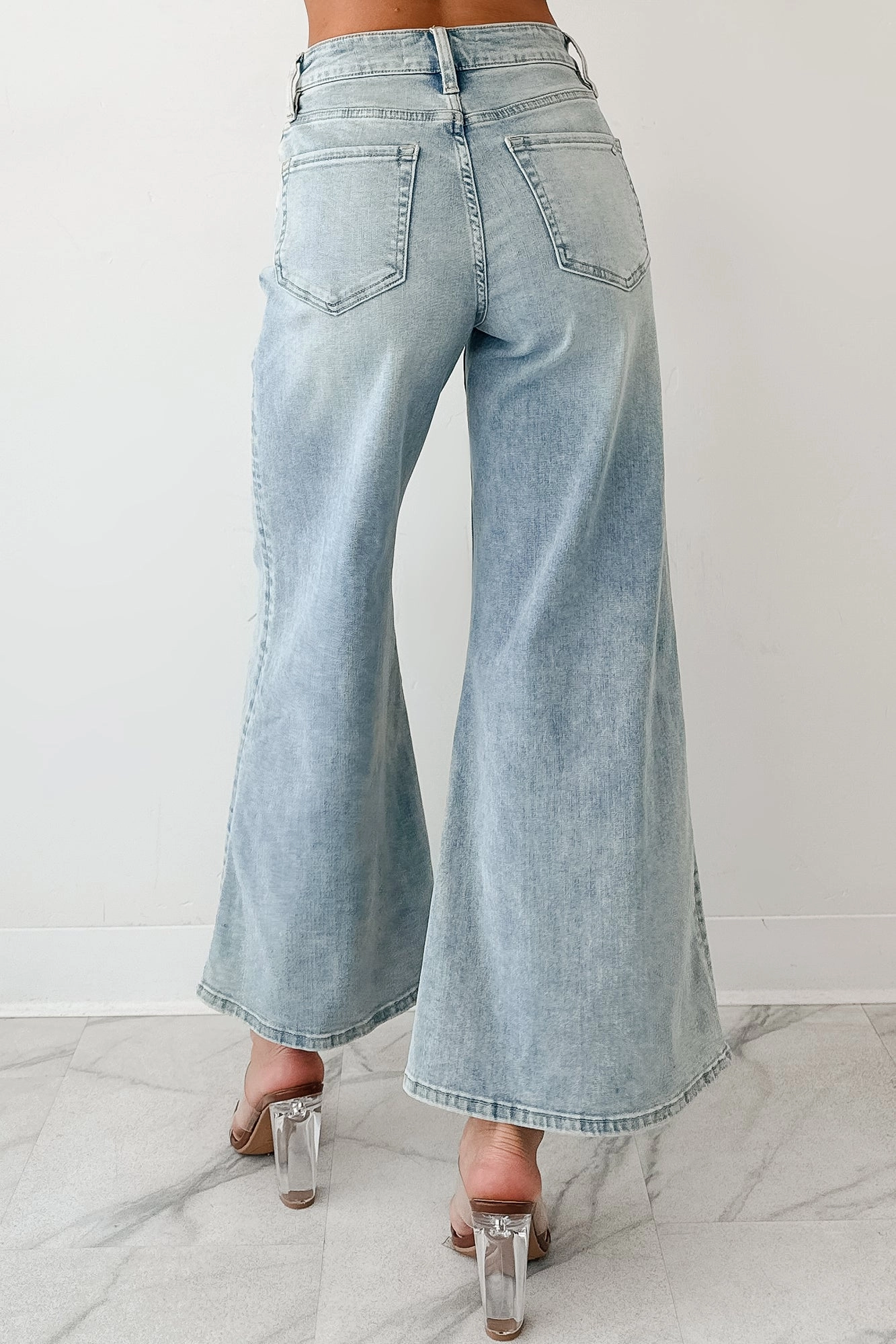Oscar High Rise Wide Leg Mica Jeans (Light Aqua)