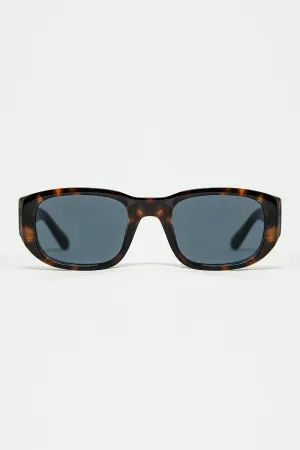 Oval Sunglasses with High Gloss Transparent Frames in brown