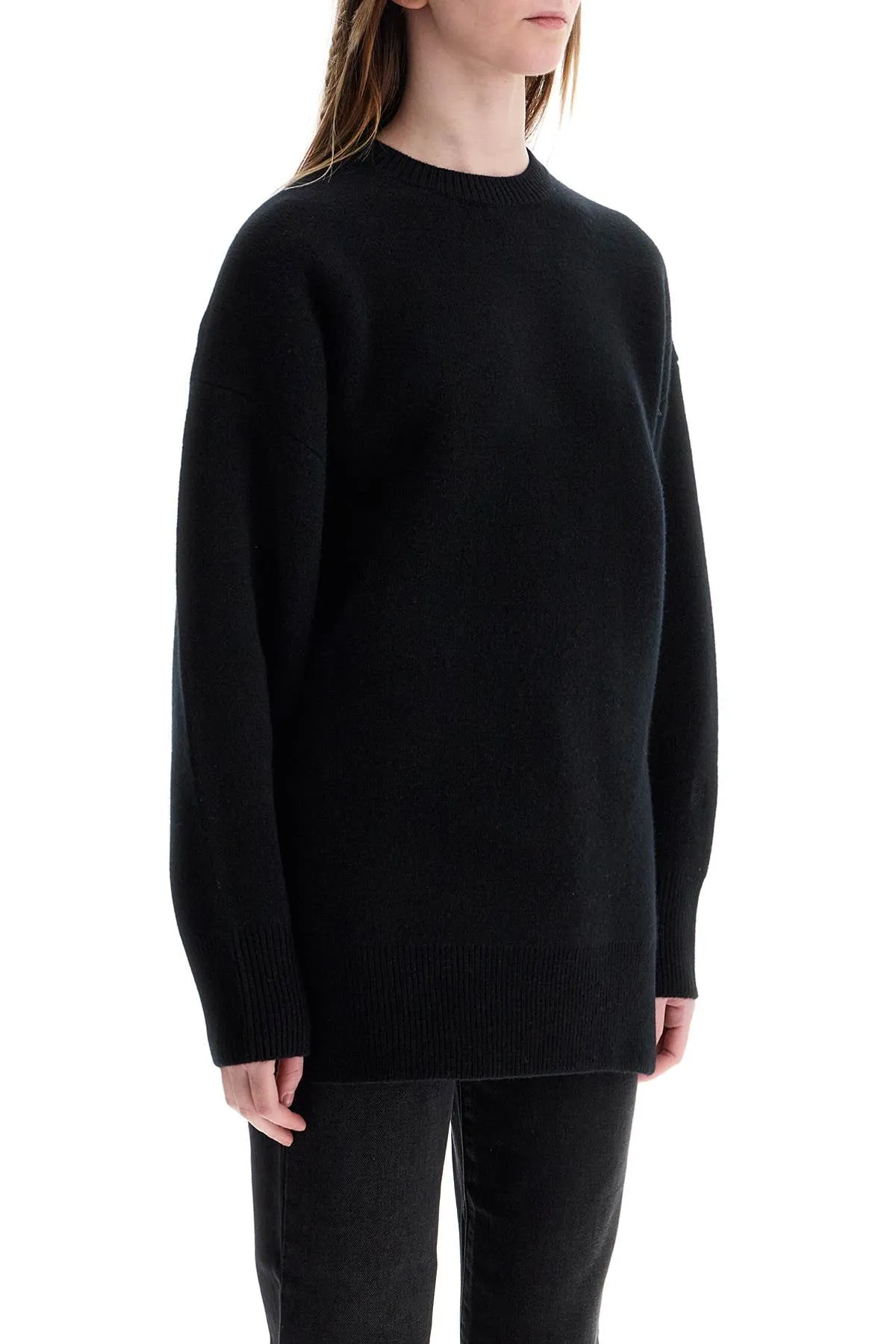 oversized black wool and cashmere sweater 251 WRT4626 YA0132 BLACK