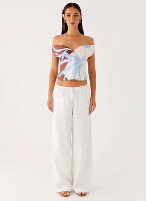 Ozella Off Shoulder Top - Bloom Wave Print Ozella Off Shoulder Top - Bloom Wave Print