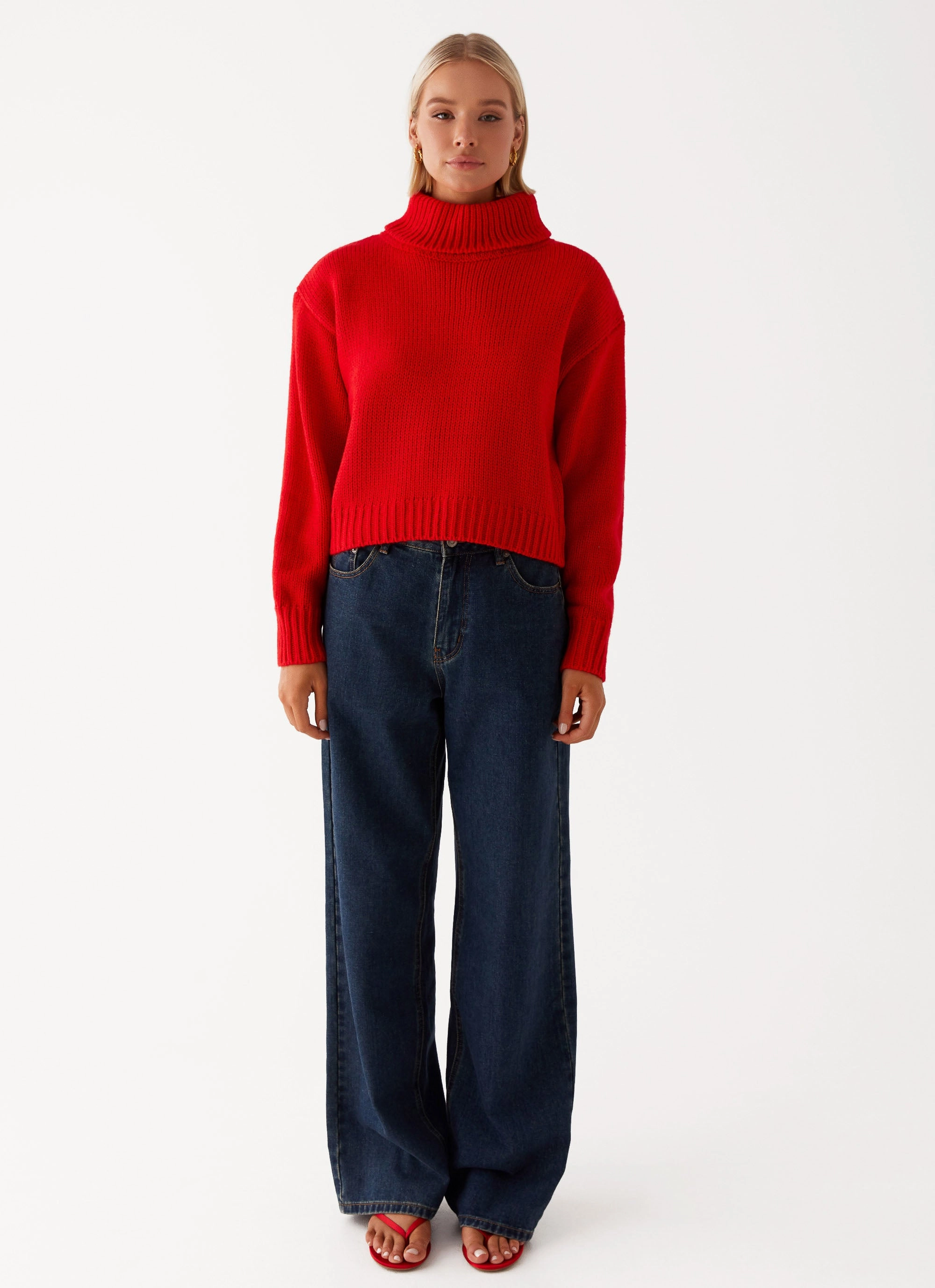 Paint The Town Red Oversized Knit Jumper - Red