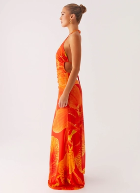 Palawan Mesh Maxi Dress - Orange Floral Palawan Mesh Maxi Dress - Orange Floral