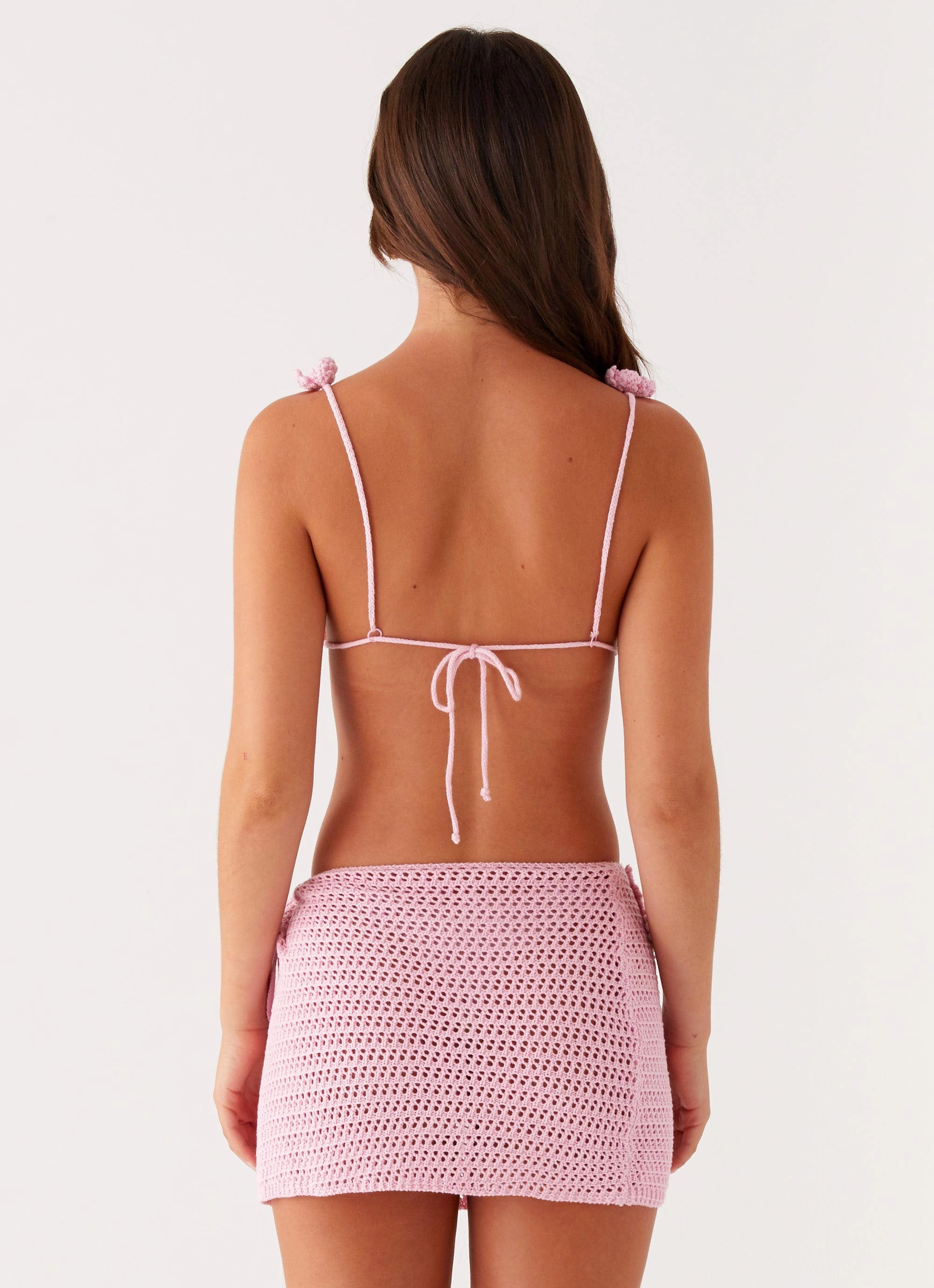 Palazzo Crochet Wrap Skirt - Pink