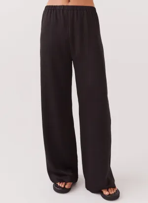 Palm Cove Satin Pants - Black Palm Cove Satin Pants - Black