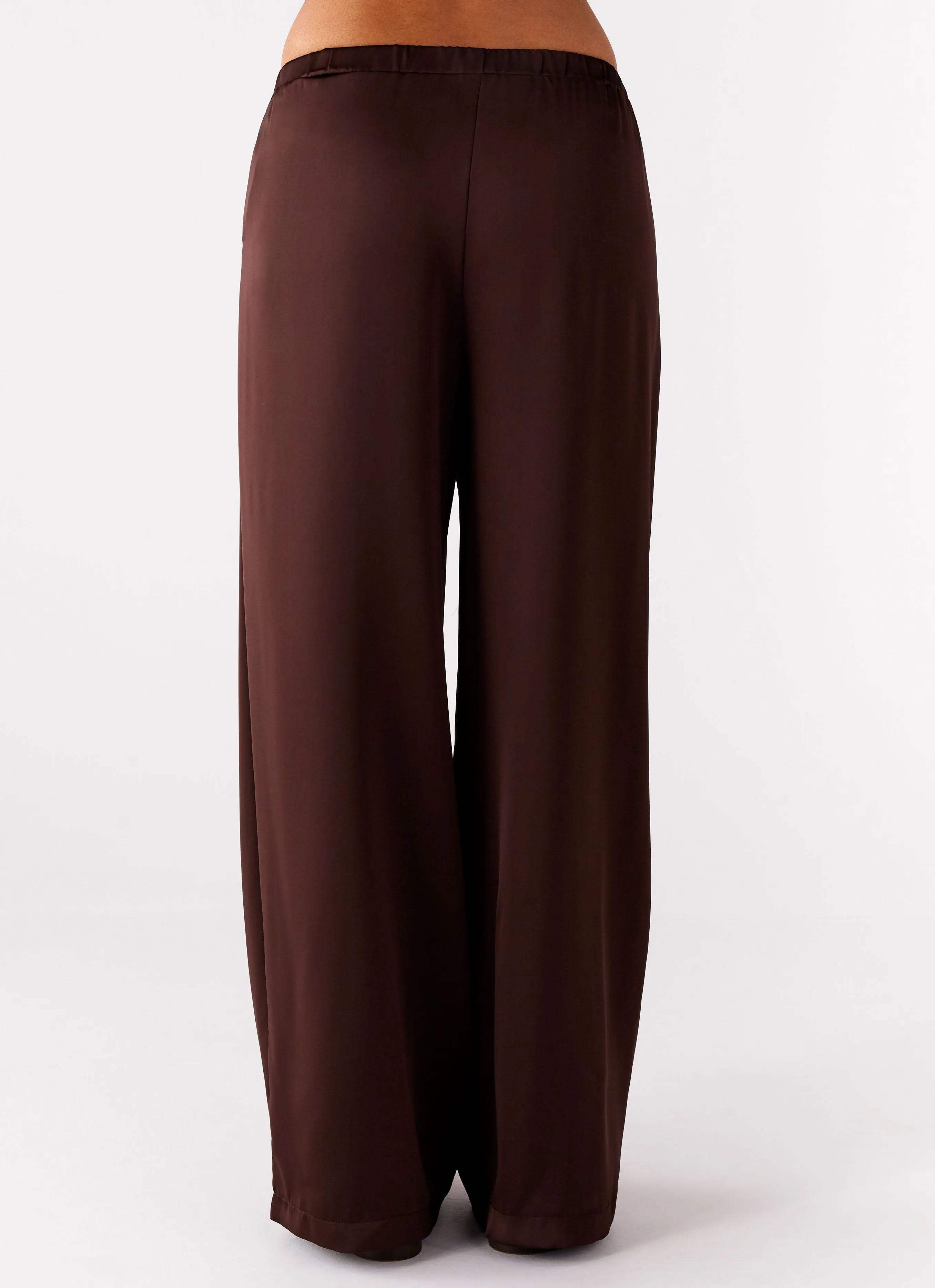 Palm Cove Satin Pants - Chocolate