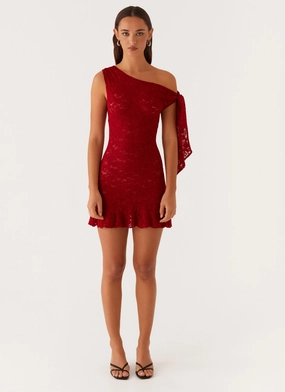 Palm House Lace Mini Dress - Red Palm House Lace Mini Dress - Red