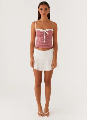 Palmer Ruffle Bustier Top - Red Gingham Palmer Ruffle Bustier Top - Red Gingham