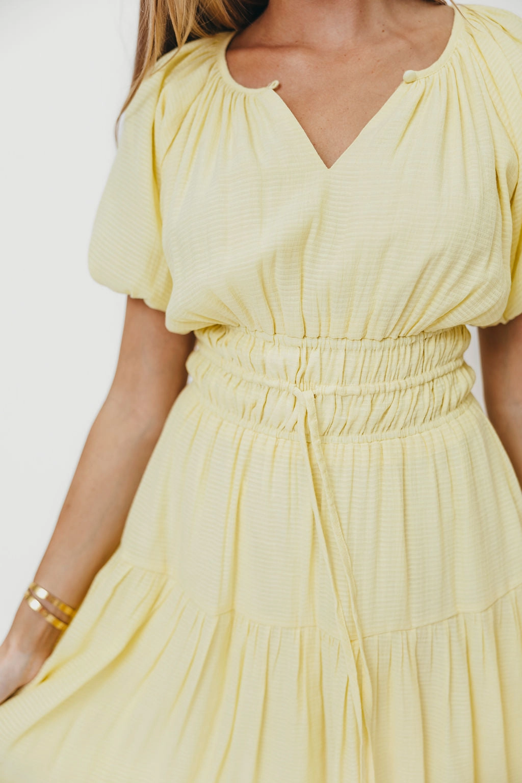 Pamela Elegant Tiered Maxi Dress in Light Yellow *Final-Sale*