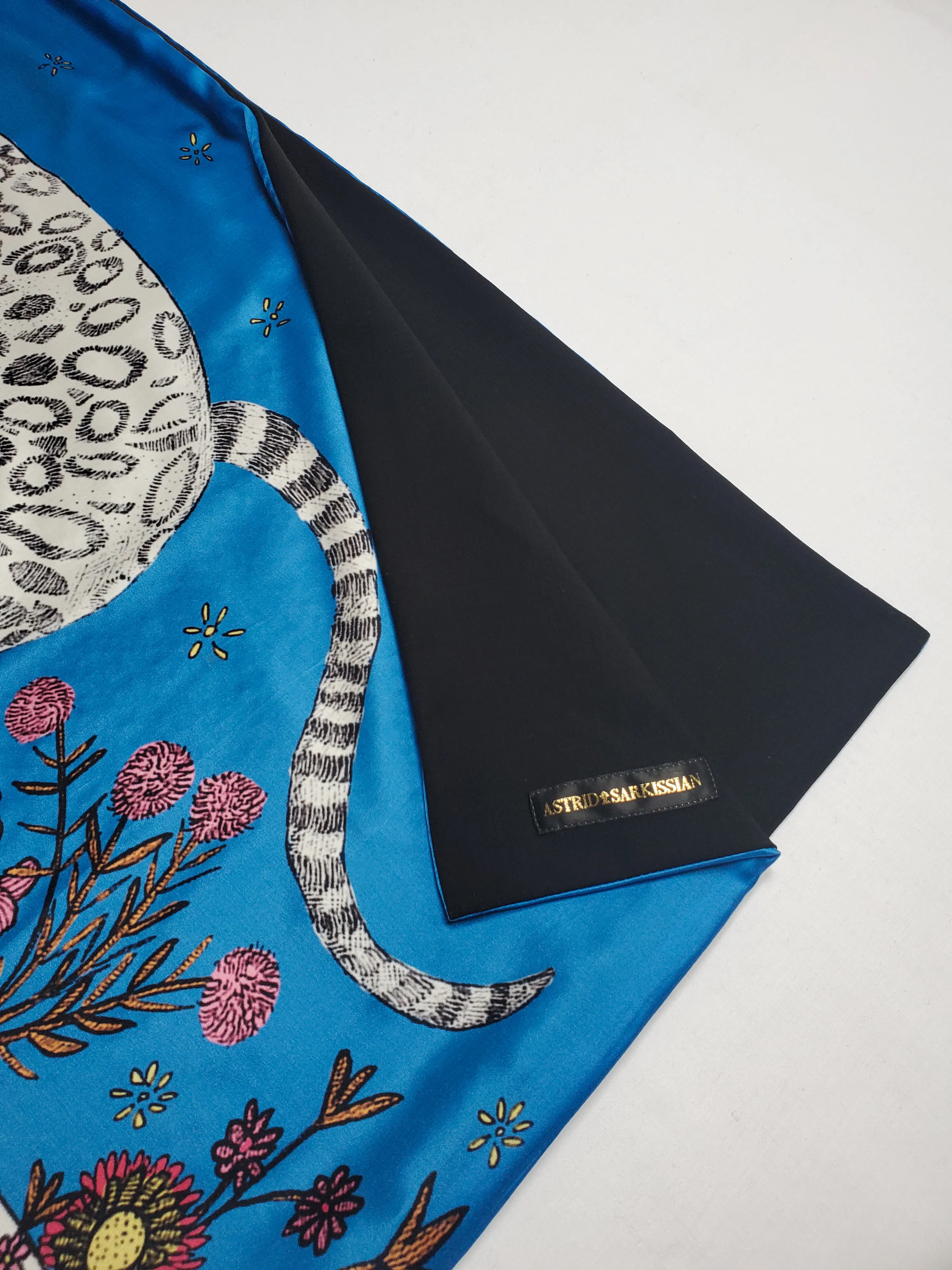 Panthera Pardus Ciscaucasia Silk Scarf Blue