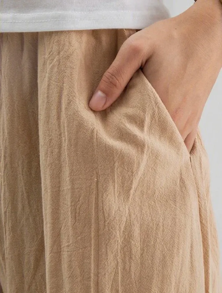 Pants Casual Minimalist Cotton Blend Women Loose Wide Leg Pants