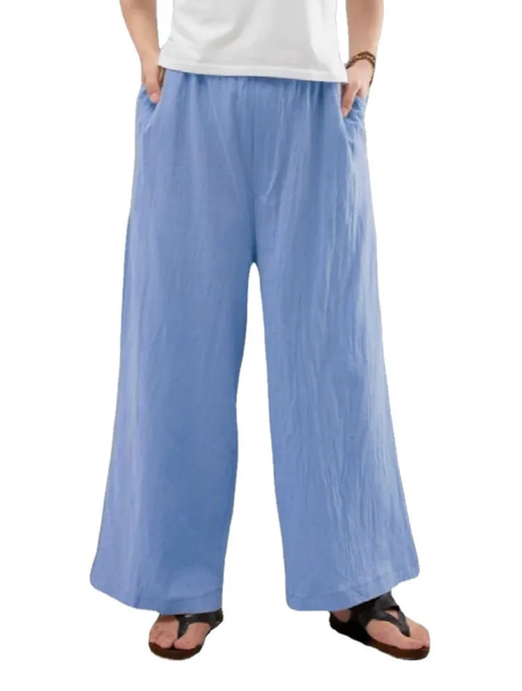 Pants Casual Minimalist Cotton Blend Women Loose Wide Leg Pants