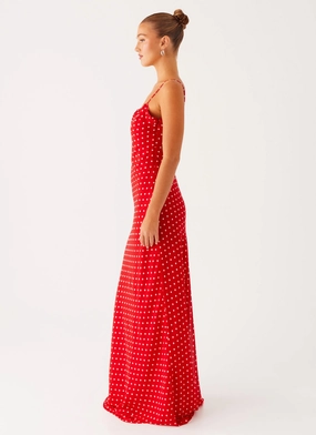 Pareo Maxi Dress - Red Polka Dot Pareo Maxi Dress - Red Polka Dot