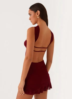 Pari Open Back Mini Dress - Mulberry Pari Open Back Mini Dress - Mulberry