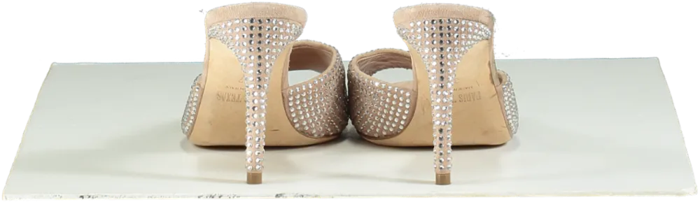 Paris Texas Beige Holly Crystal-Embellished Suede Mules EU 37 UK 4