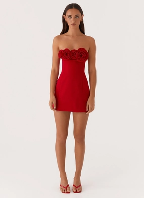 Patsie Strapless Mini Dress - Red Patsie Strapless Mini Dress - Red