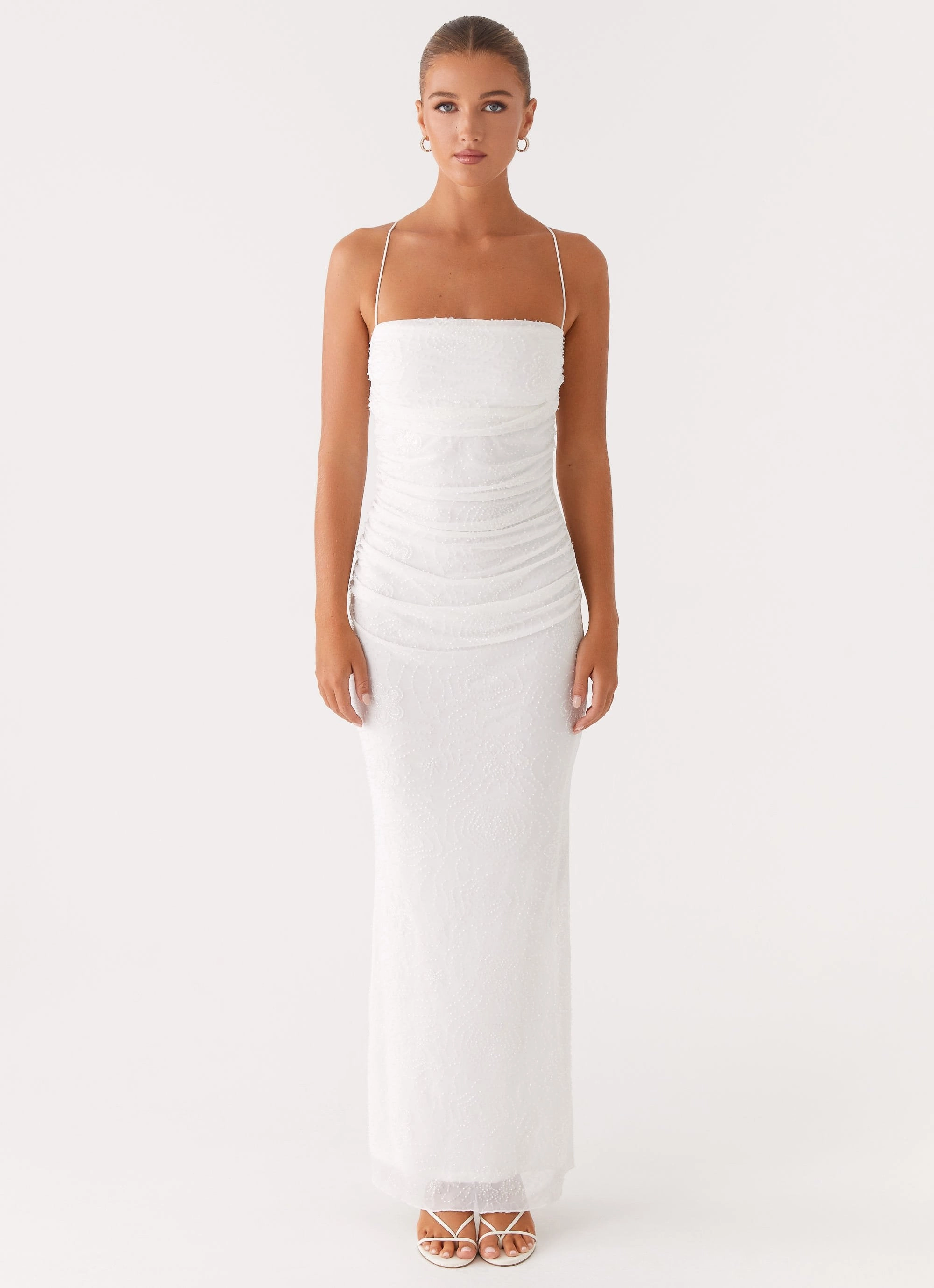 Paxton Beaded Maxi Dress - White