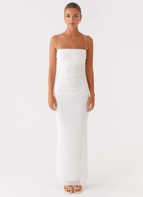 Paxton Beaded Maxi Dress - White Paxton Beaded Maxi Dress - White