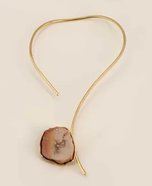 Peach Geode Open-Ended Statement Necklace