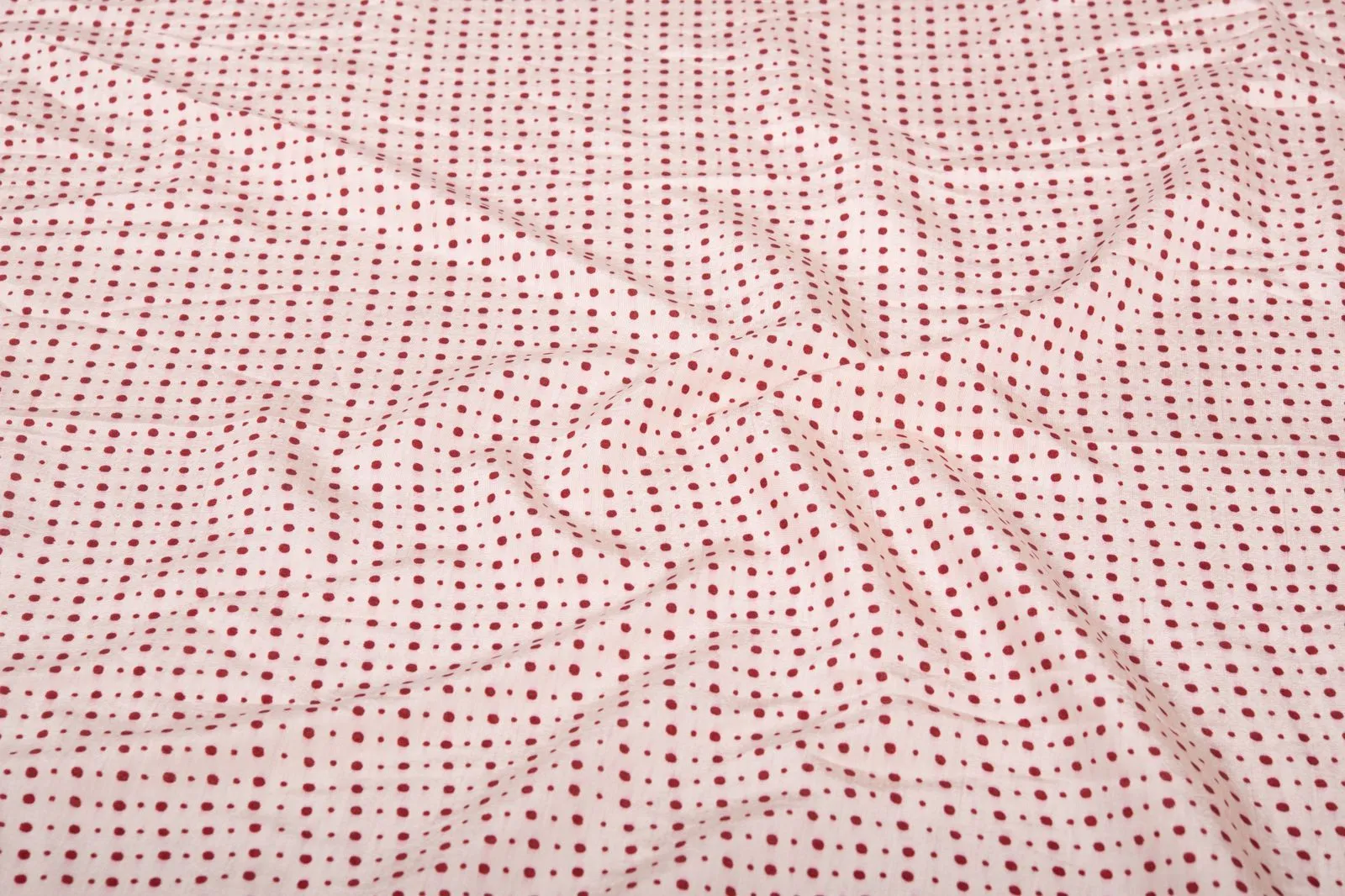 Peach Polka Dots Printed Modal Silk Cotton Fabric