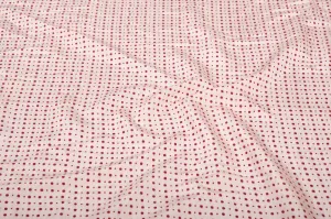 Peach Polka Dots Printed Modal Silk Cotton Fabric