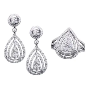 Pear Statement Diamond Jewelry Set 14kt