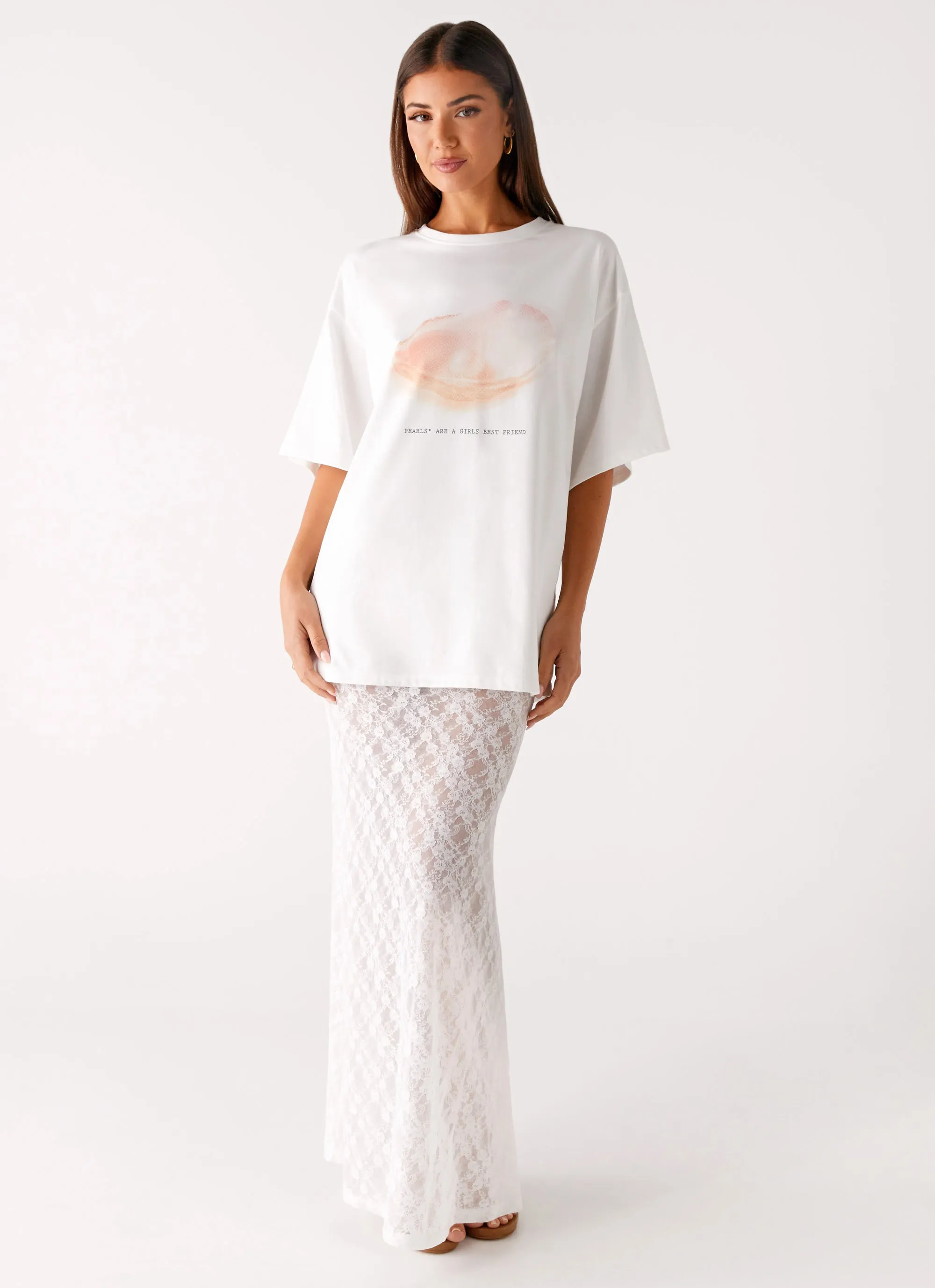 Pearl Oversized Tee - White