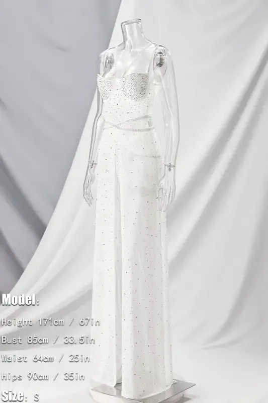 Pebble Rhinestone Maxi Skirt Bodysuit Set (S-3XL)